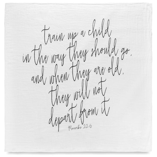 Proverbs 22:6 organic Scripture swaddle by Modern Burlap