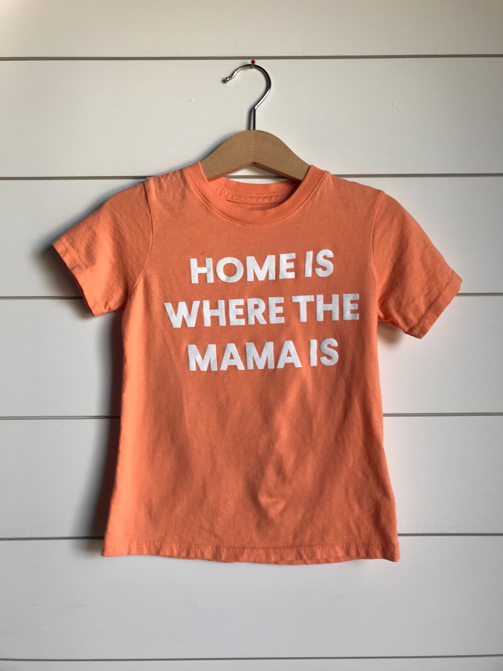 Home is where the mama is Kid's Crewneck Tee - Papaya (only size 2 available)