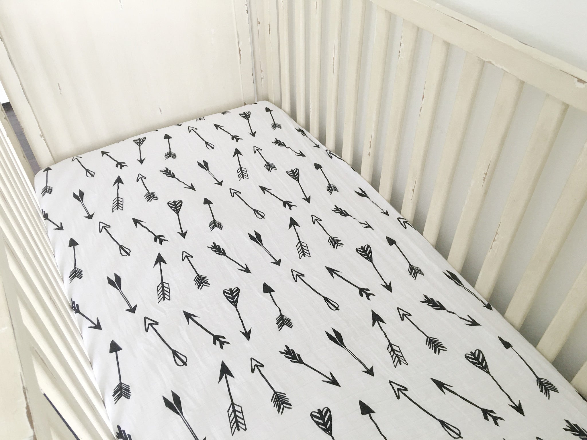 Organic Crib Sheet Arrows Modern Burlap