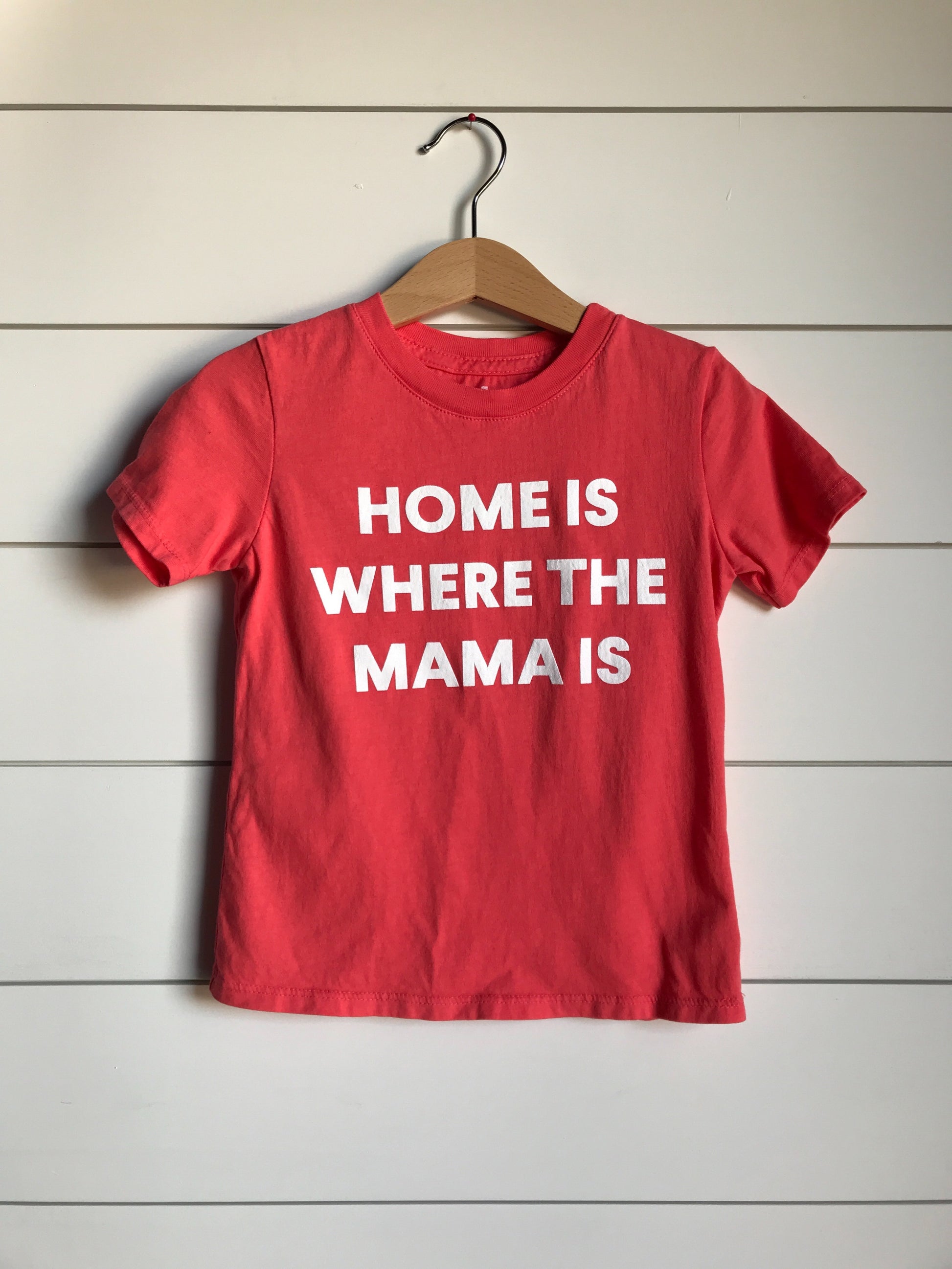 Home is where the mama is Kid's Crewneck Tee - Living Coral (only size 2 available)