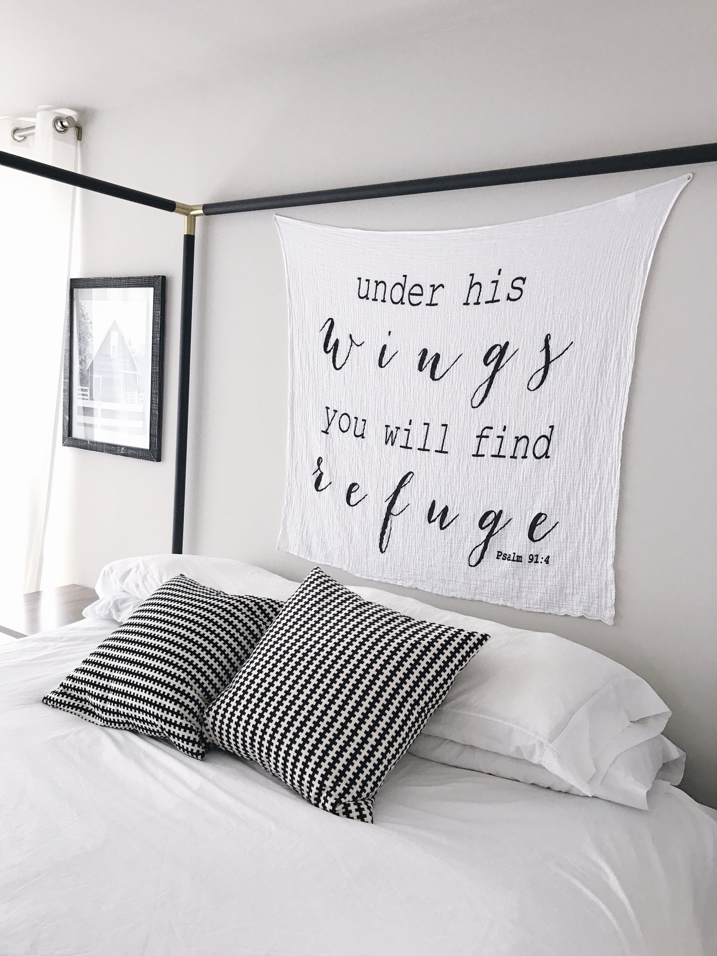Psalm 91:4 Scripture Swaddle + Wall Art | GOTS Certified Organic Cotton Muslin