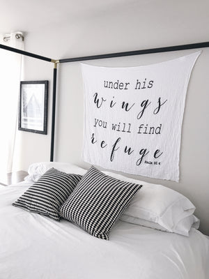 
                  
                    Load image into Gallery viewer, Organic Swaddle + Wall Art - Psalm 91:4
                  
                