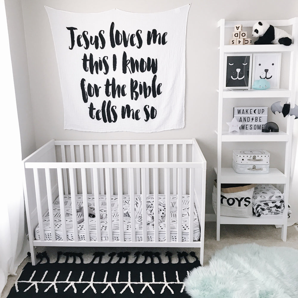 Organic Swaddle + Wall Art -   Jesus loves me this I know for the Bible tells me so