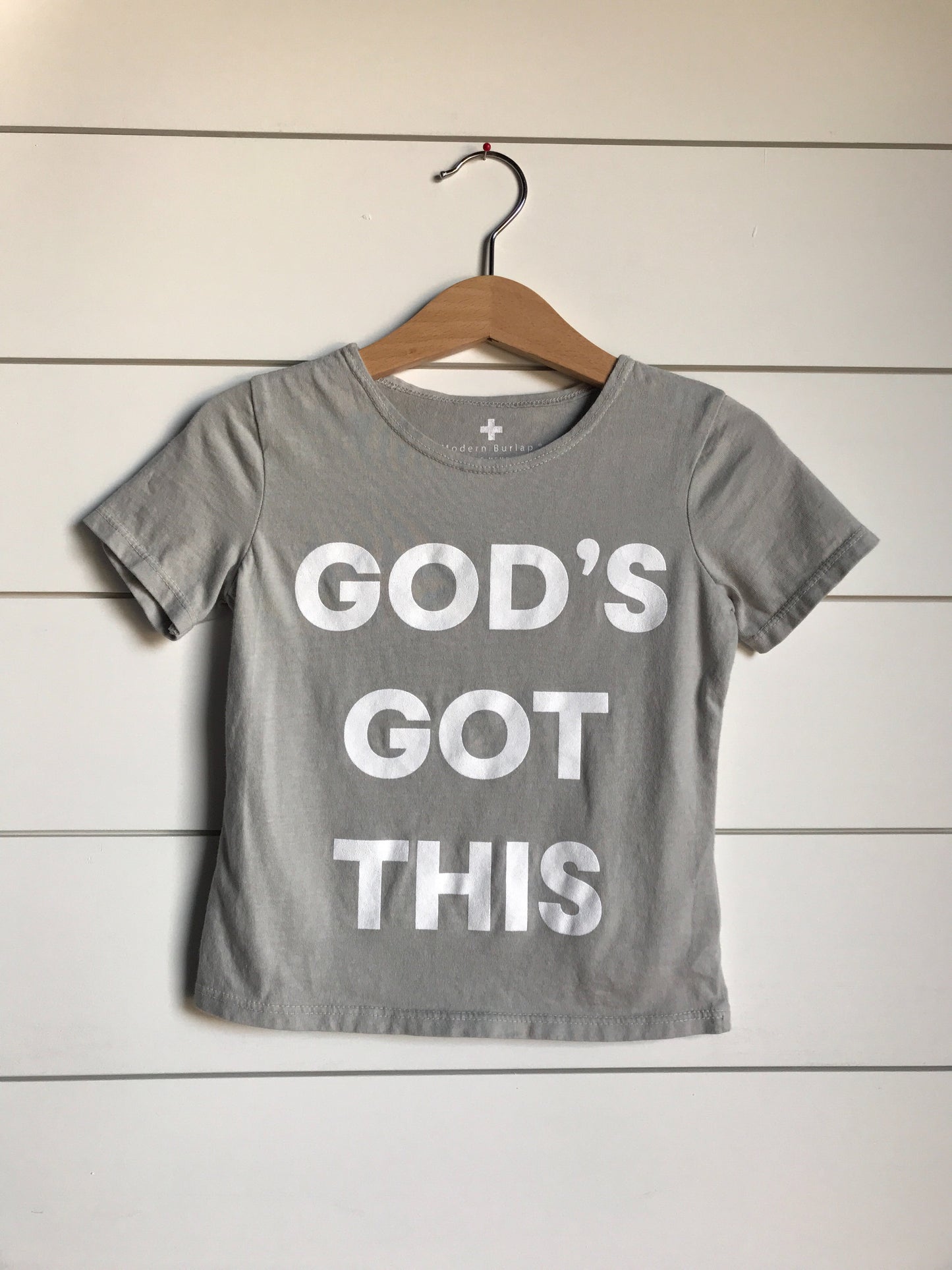 *Perfectly Imperfect* God's Got this Kid's Scoop Neck Tee -  Light Gray