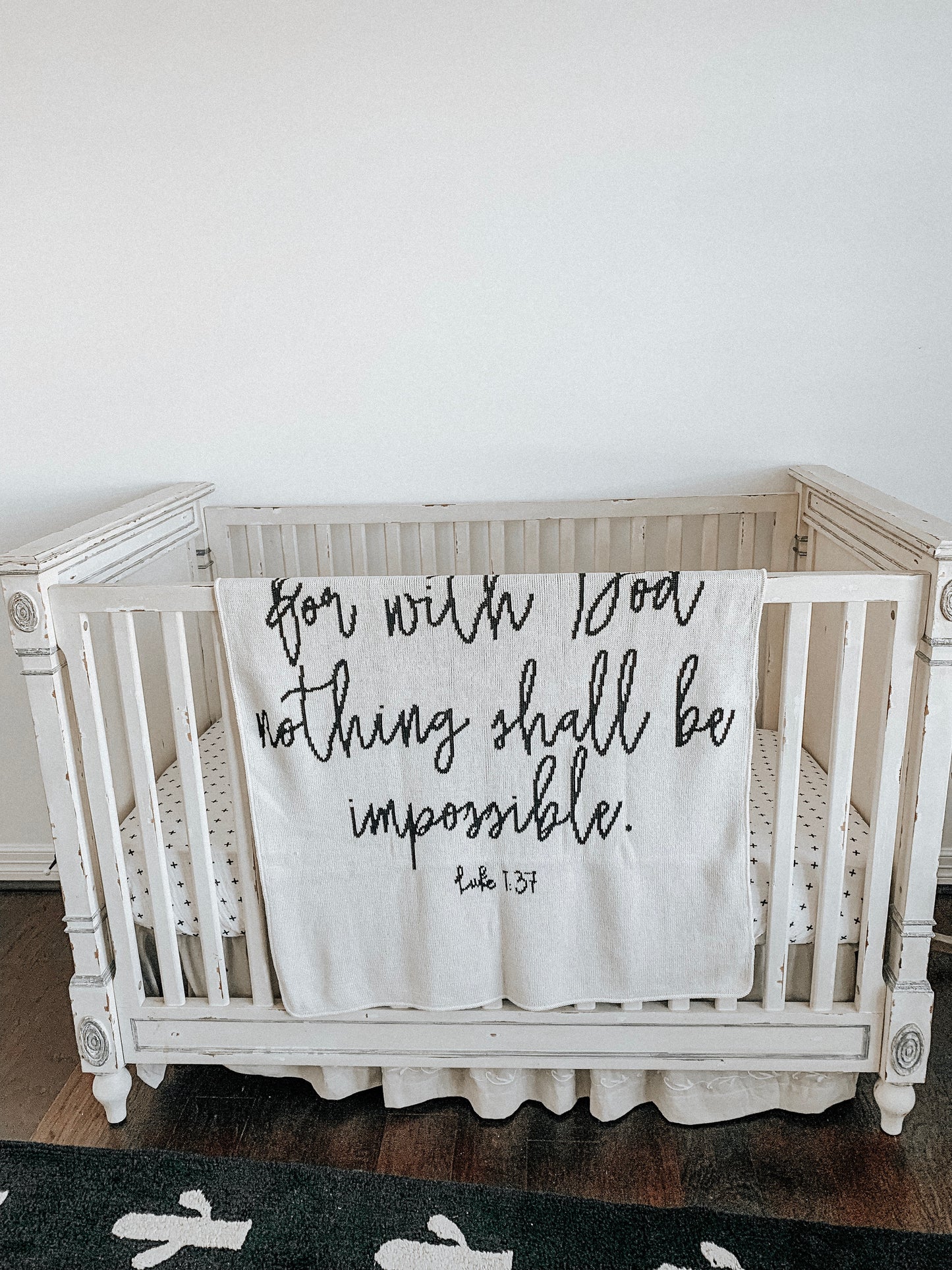 Luke 1:37 Recycled Cotton Throw Blanket | Made in USA