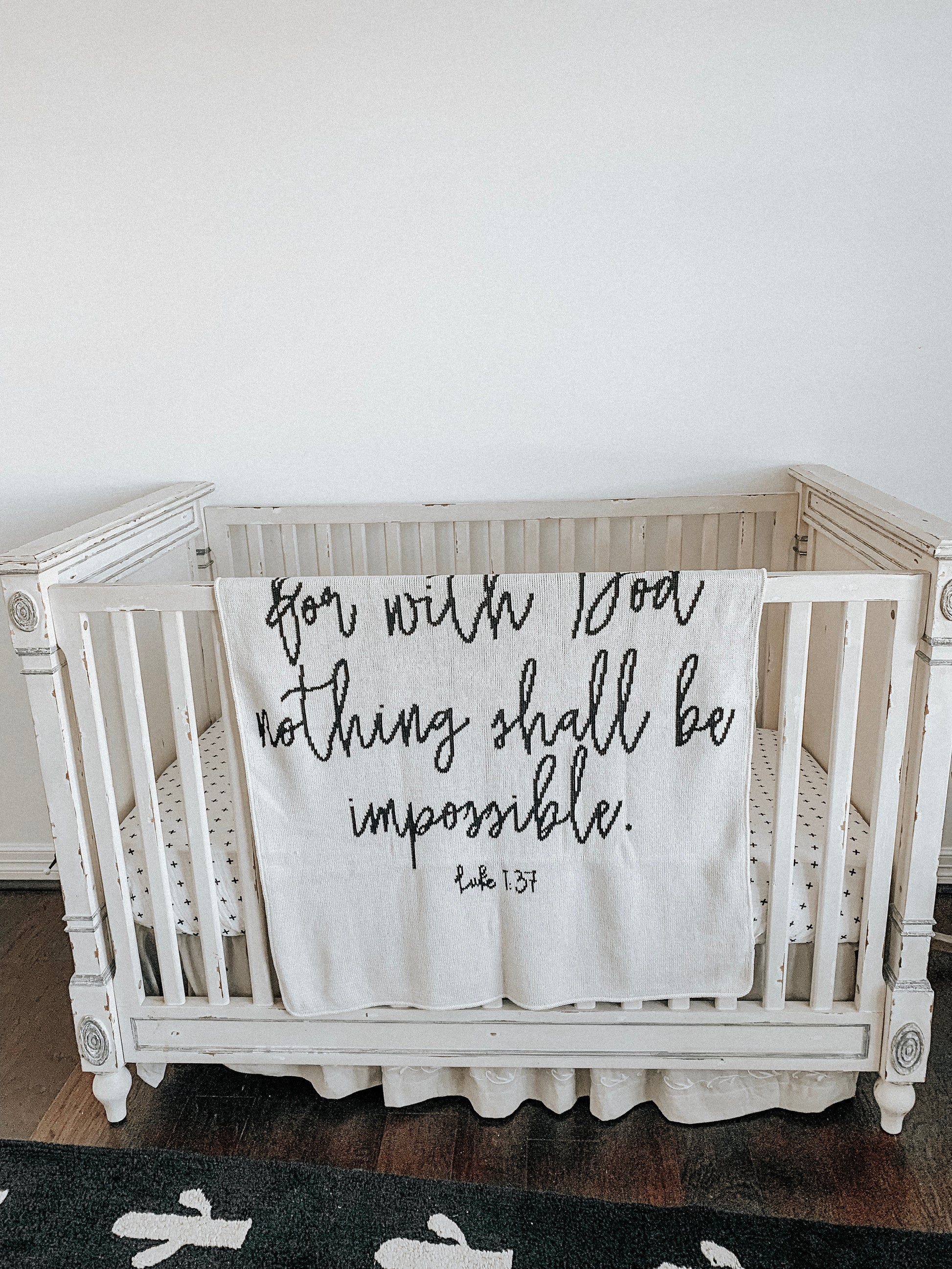 Luke 1:37 Recycled Cotton Throw Blanket | Made in USA