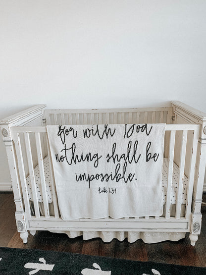 Luke 1:37 Recycled Cotton Throw Blanket | Made in USA