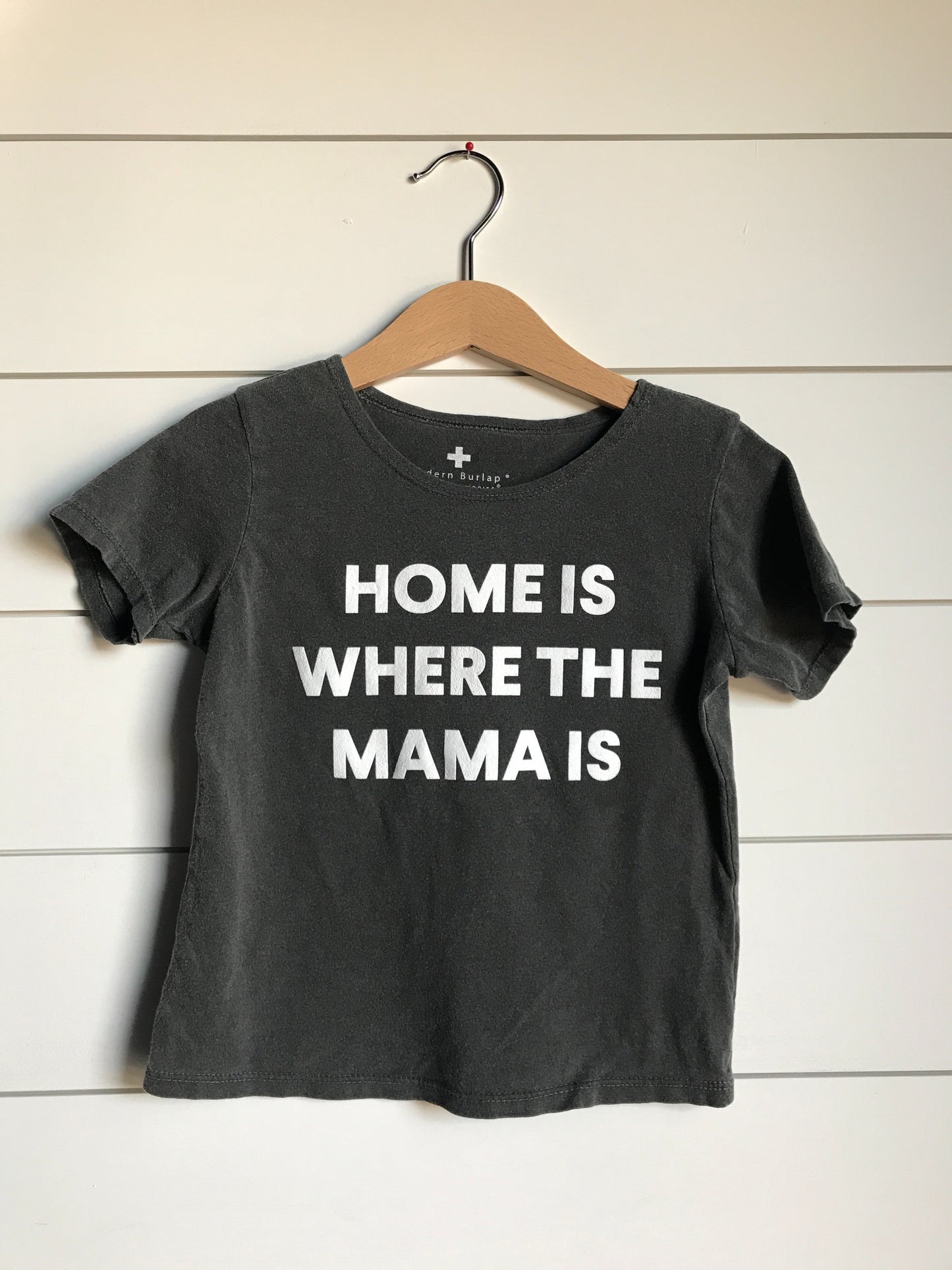 Home is where the mama is Kids Scoop Neck Tee -  Charcoal