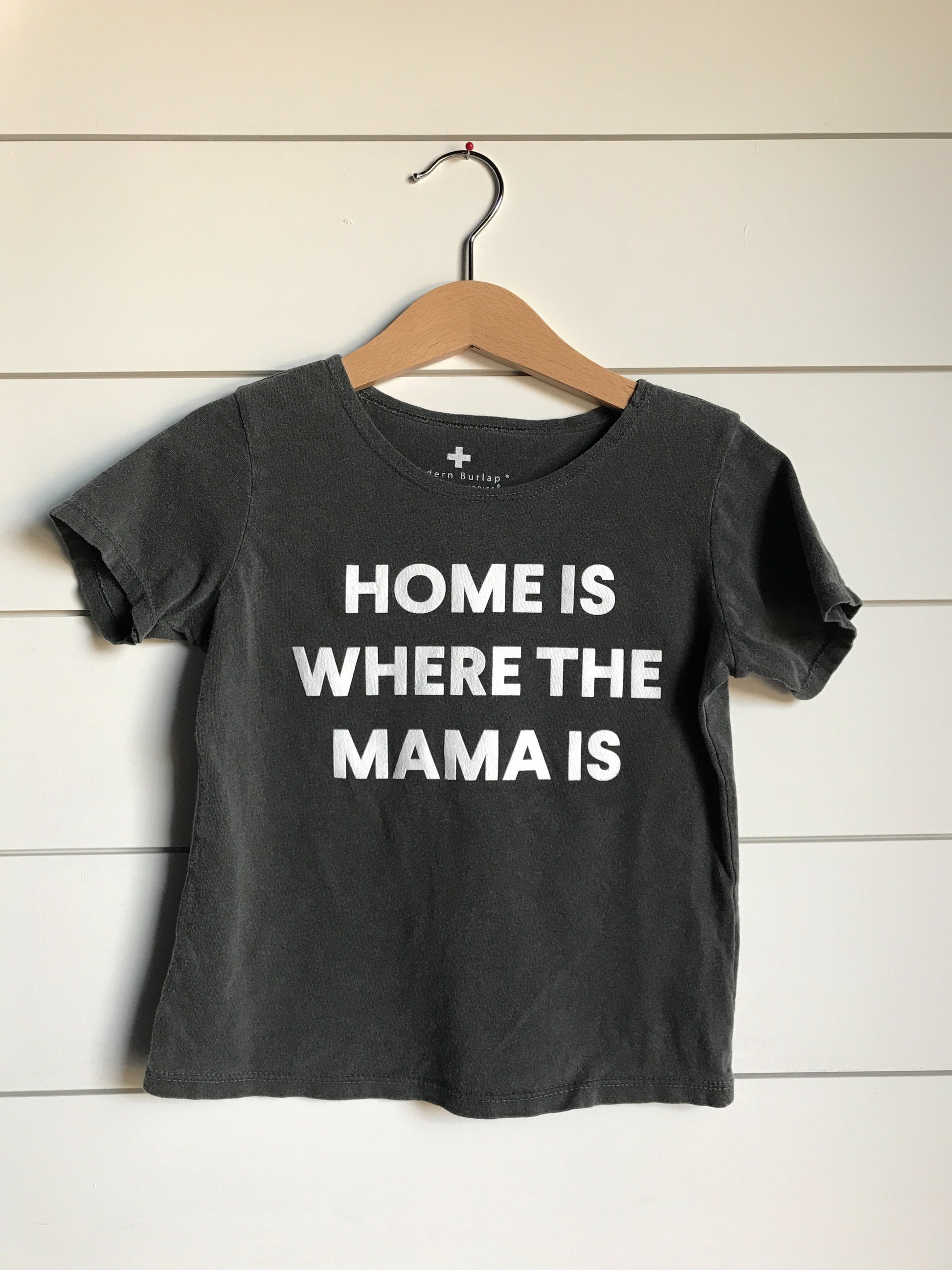 Home is where the mama is Kids Scoop Neck Tee -  Charcoal