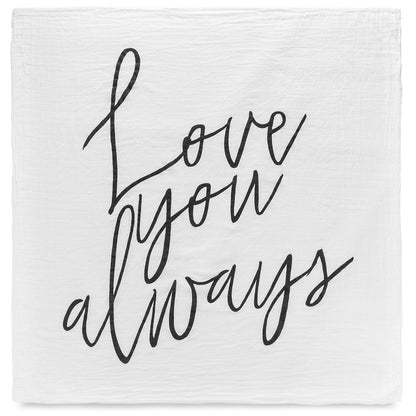 Love You Always organic swaddle and wall art by Modern Burlap