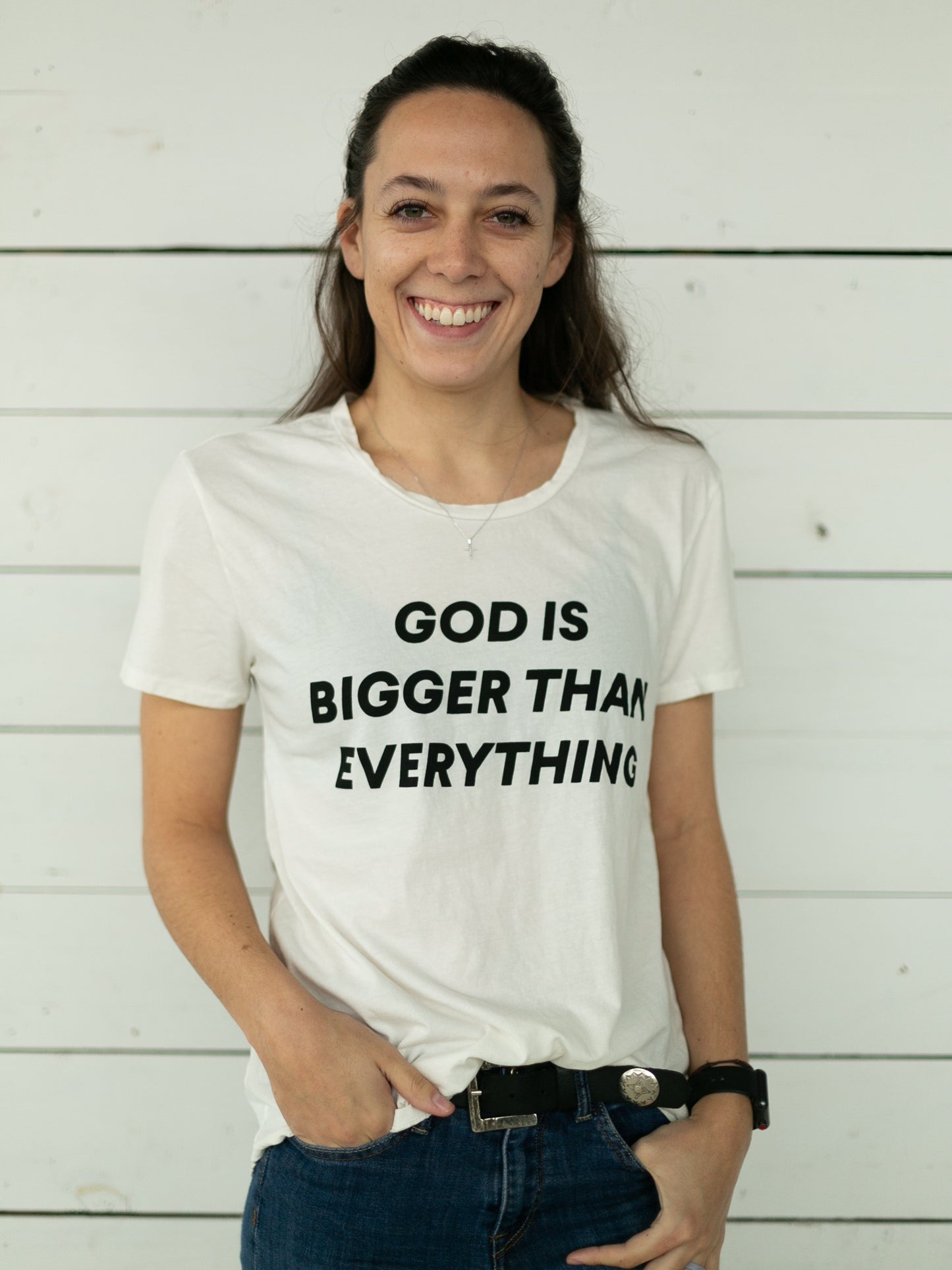 God is bigger than everything Unisex Crewneck Tee -  Cloud