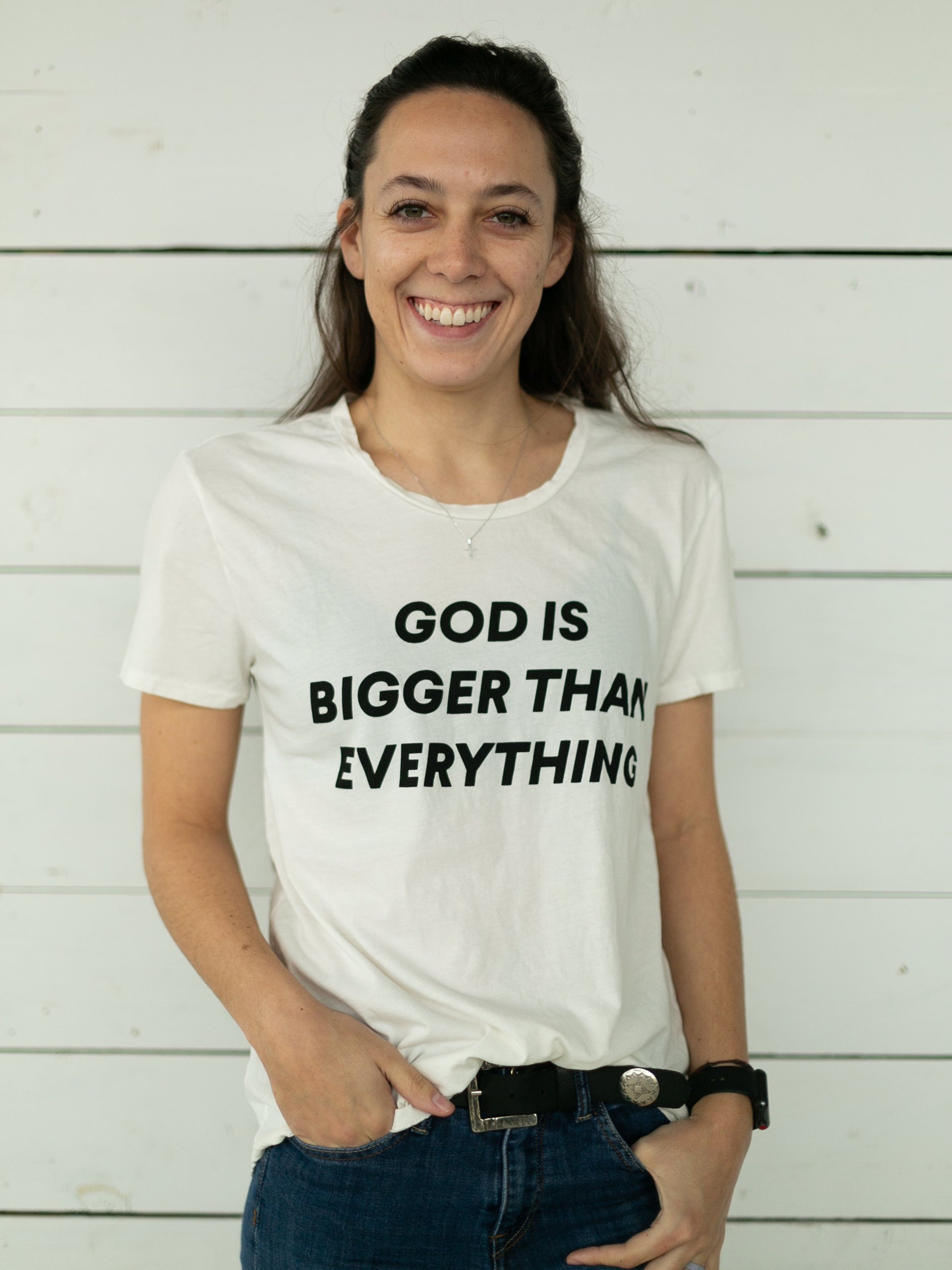 God is bigger than everything Unisex Crewneck Tee -  Cloud