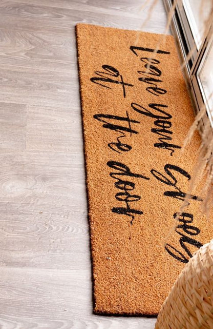 Leave Your Shoes at the Door XL coconut coir doormat by Modern Burlap
