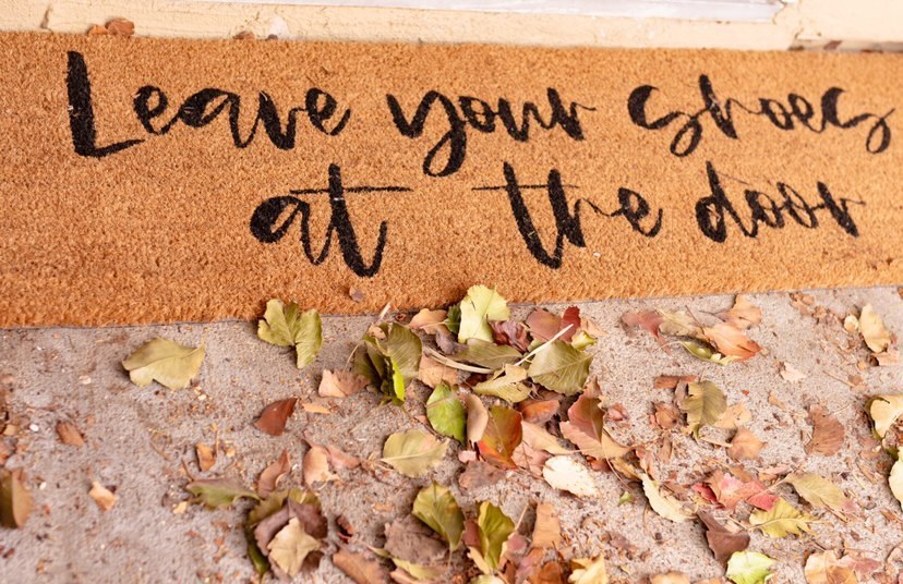 Leave Your Shoes at the Door XL coconut coir doormat by Modern Burlap