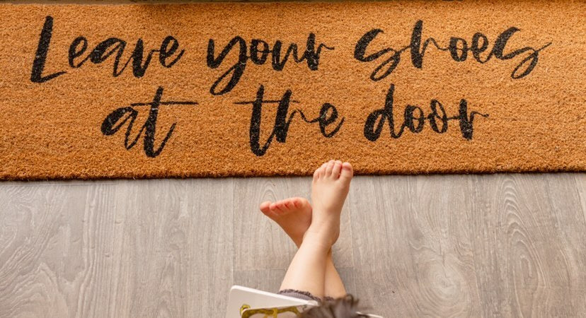 Leave Your Shoes at the Door XL coconut coir doormat by Modern Burlap