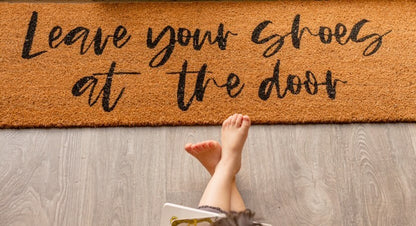 Leave Your Shoes at the Door XL coconut coir doormat by Modern Burlap