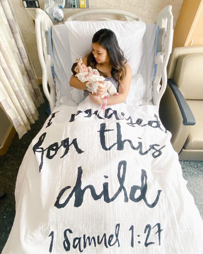 1 Samuel 1:27 Scripture swaddle and wall art by Modern Burlap