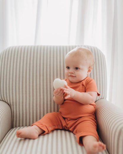 Organic Short Sleeve Explorer Back Jumpsuit | GOTS Certified Organic Cotton | Solid Colors