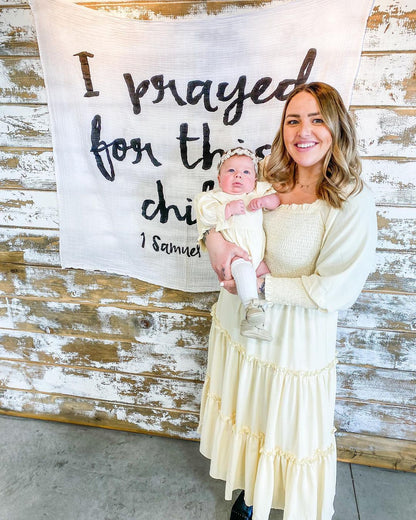 1 Samuel 1:27 Scripture swaddle and wall art by Modern Burlap