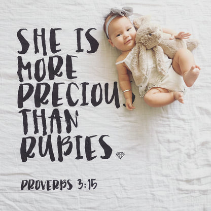 Proverbs 3:15 Scripture swaddle and wall art by Modern Burlap