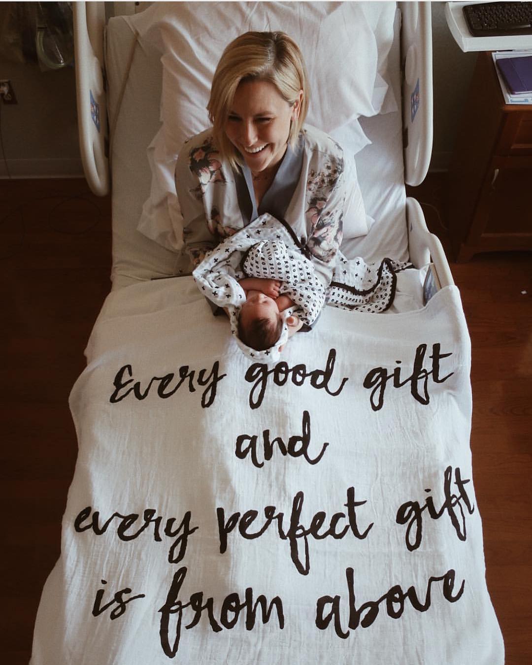 Organic Swaddle + Wall Art - Every good gift and every perfect gift is from above James 1:17