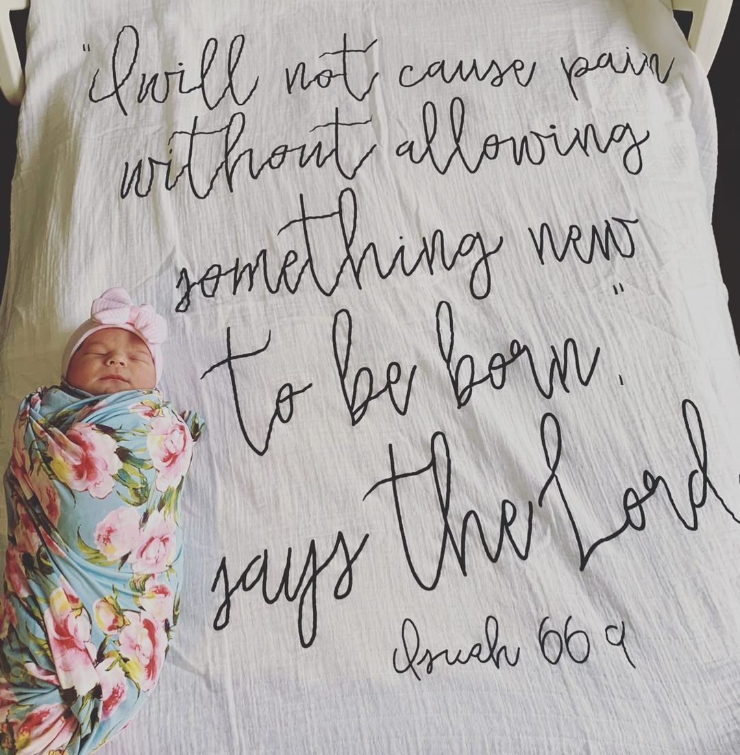 Isaiah 66:9 Scripture swaddle and wall art by Modern Burlap