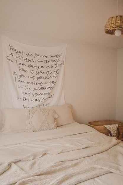 Isaiah 43:18 to 19 organic cotton Scripture swaddle by Modern Burlap