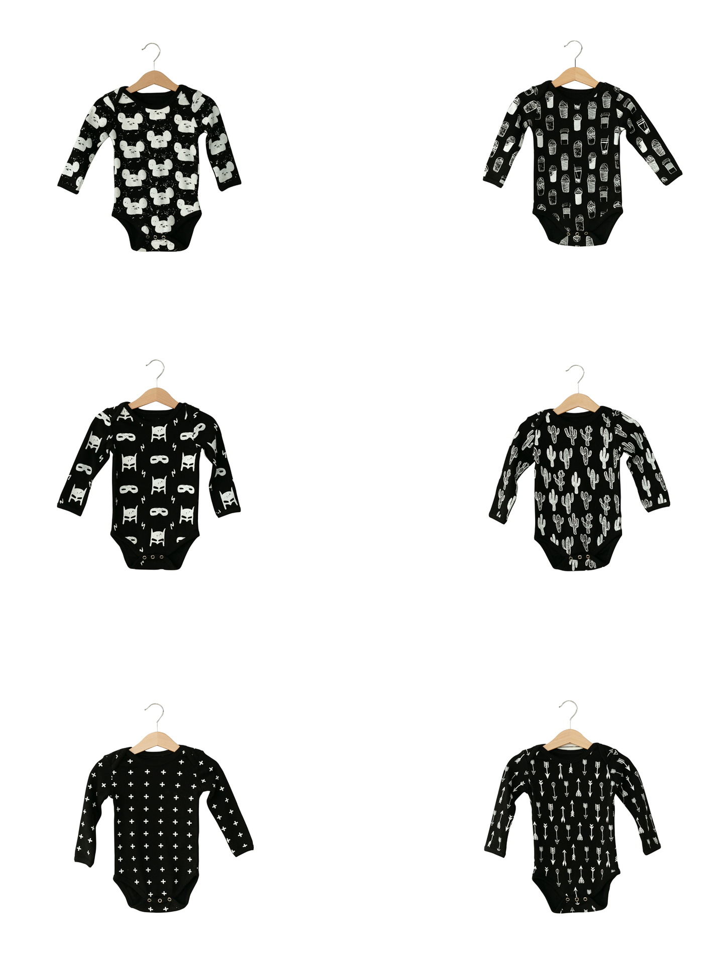 Signature print organic long sleeve baby bodysuit by Modern Burlap