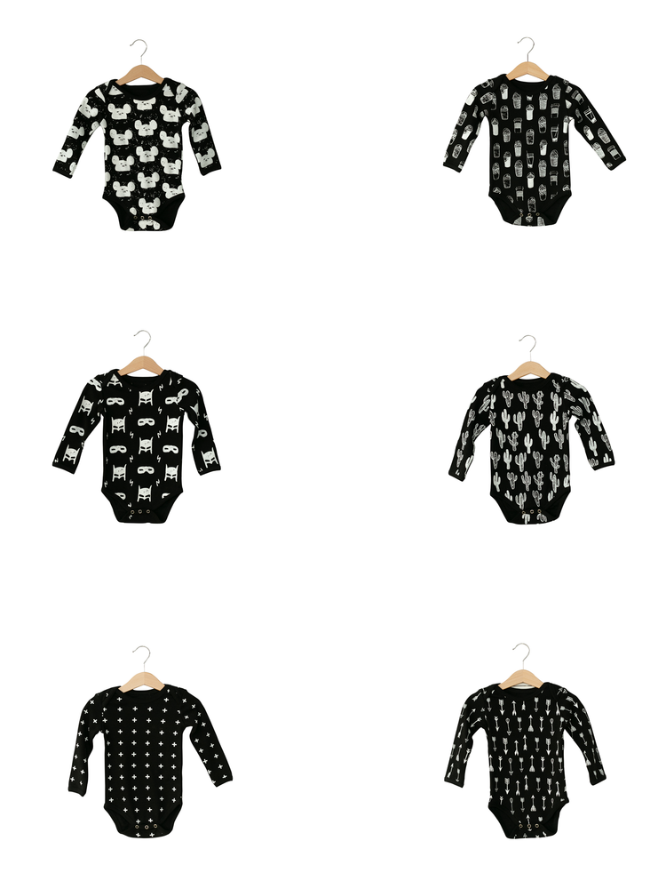 Organic Long Sleeve Bodysuit -  Prints