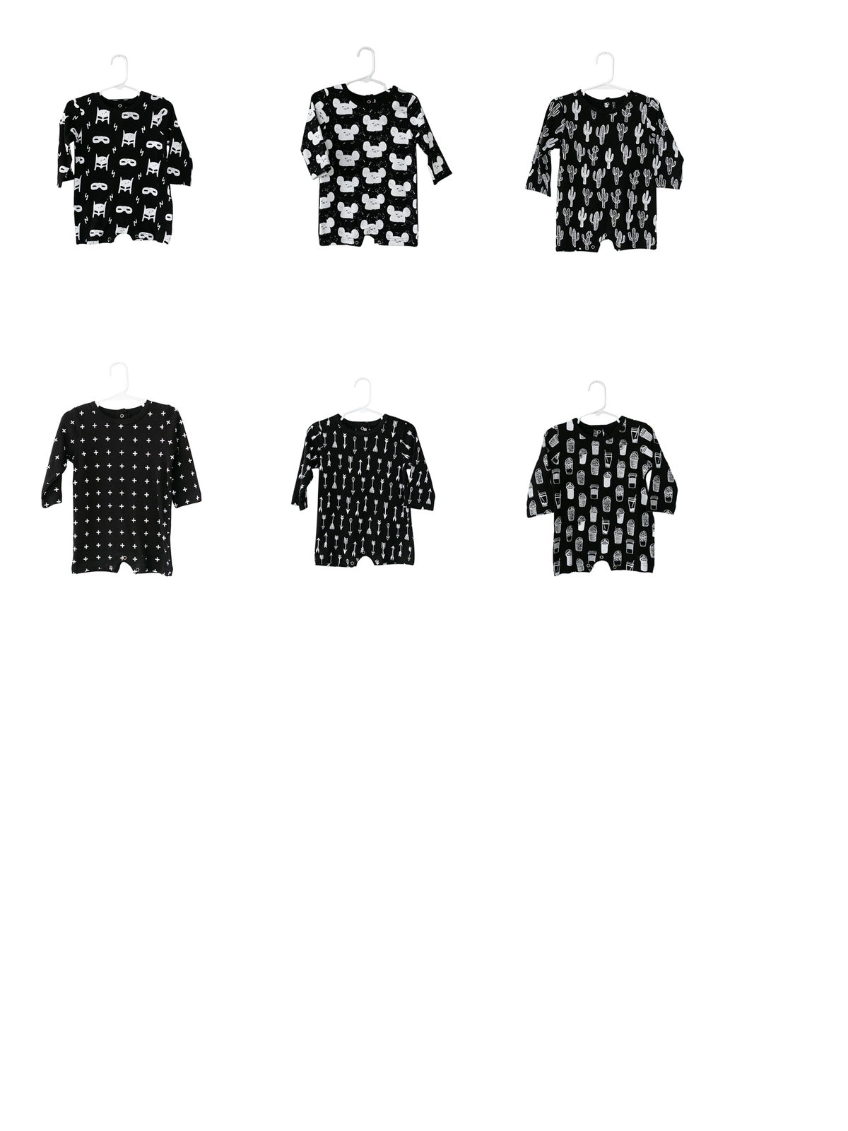 Signature print organic long sleeve romper by Modern Burlap