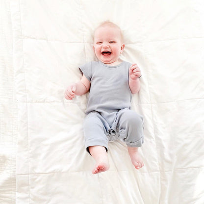 Organic Short Sleeve Explorer Back Jumpsuit | GOTS Certified Organic Cotton | Solid Colors