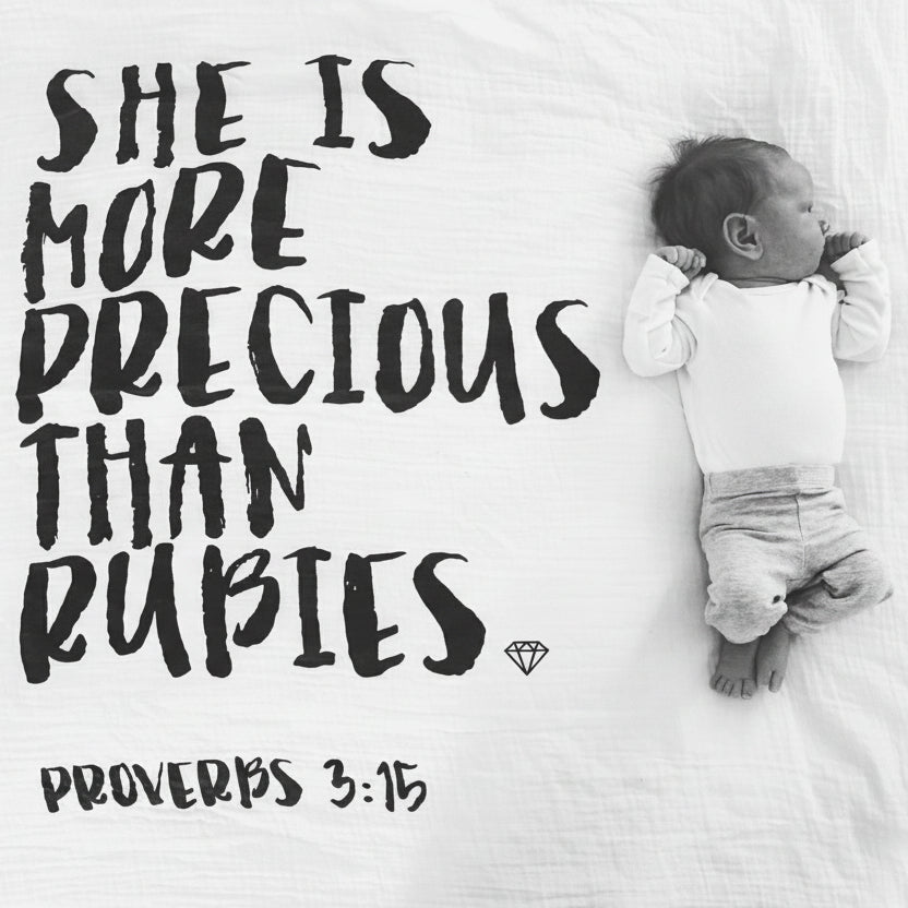 Proverbs 3:15 Scripture swaddle and wall art by Modern Burlap