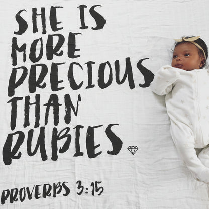 Proverbs 3:15 Scripture swaddle and wall art by Modern Burlap
