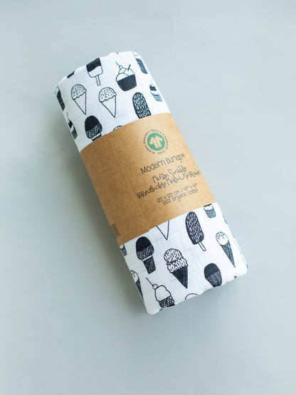 Mini Ice Cream Love Organic Swaddle | GOTS Certified Organic Cotton Muslin
