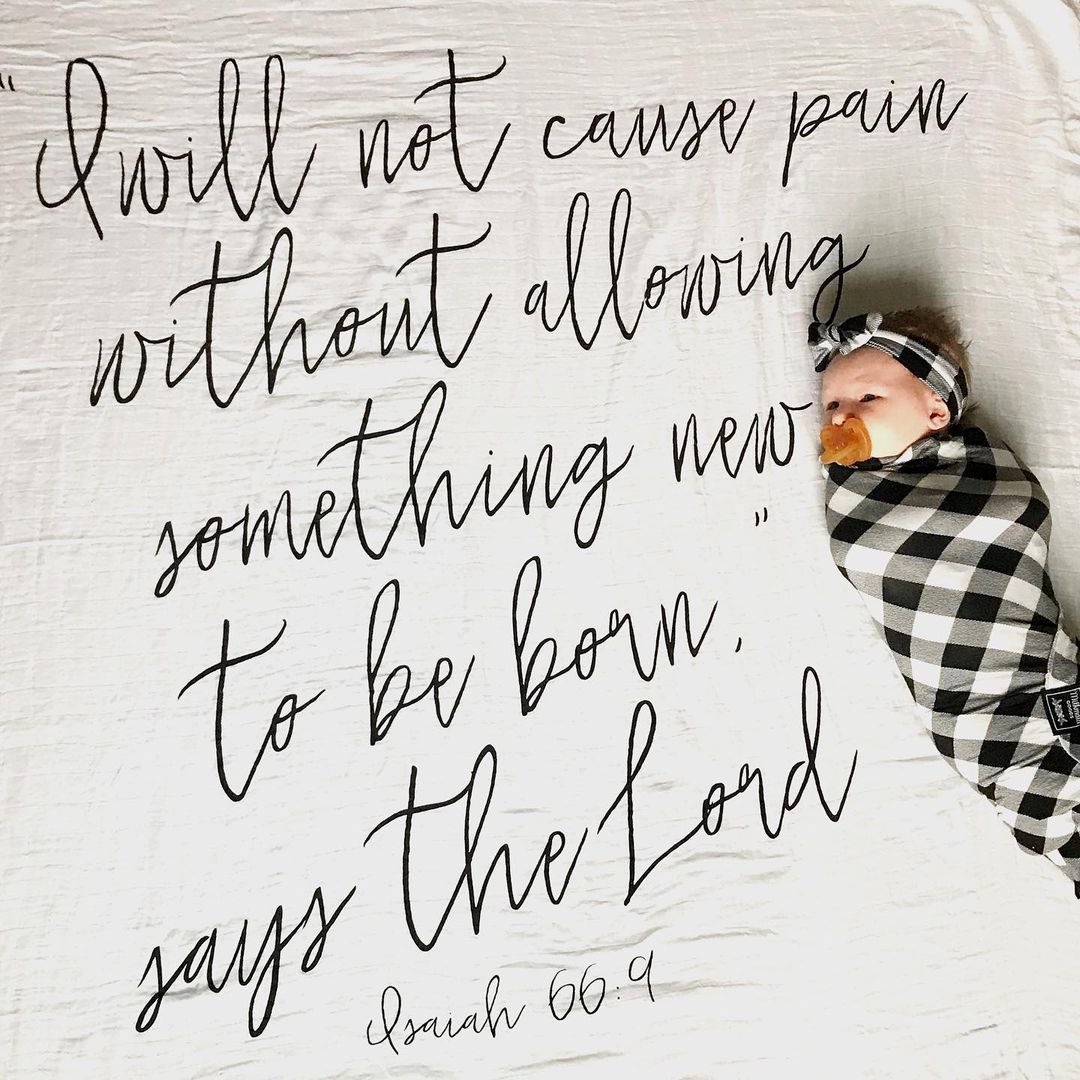 Isaiah 66:9 Scripture swaddle and wall art by Modern Burlap