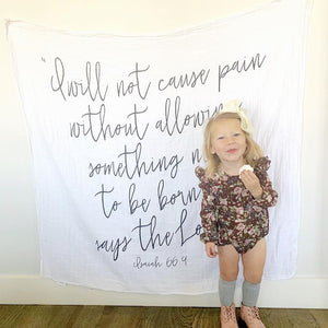 
                  
                    Load image into Gallery viewer, Organic Swaddle + Wall Art - Isaiah 66:9
                  
                