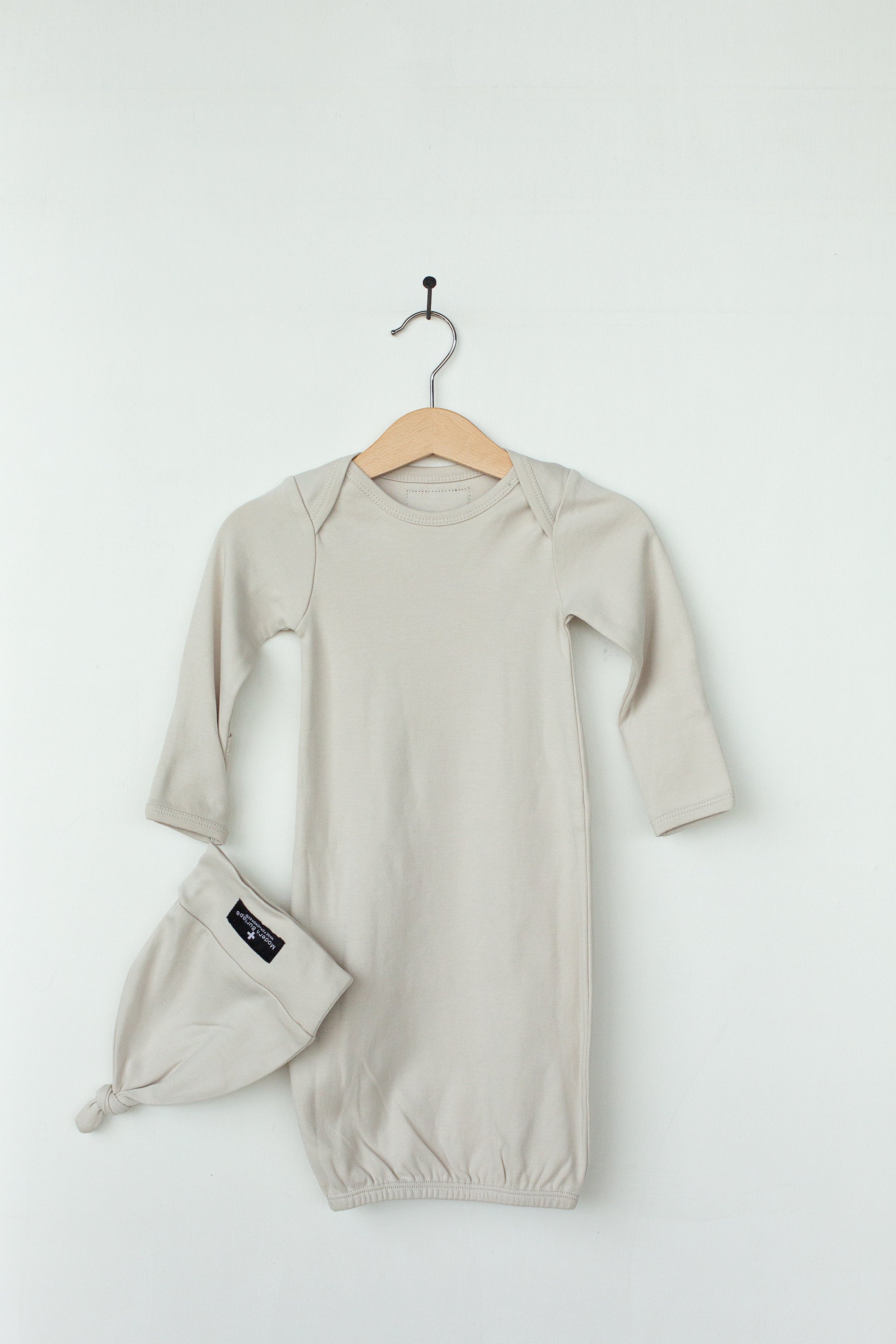 Moonbeam organic knot hat and gown set by Modern Burlap