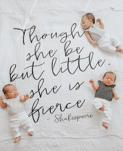 Though She Be But Little organic cotton muslin swaddle by Modern Burlap