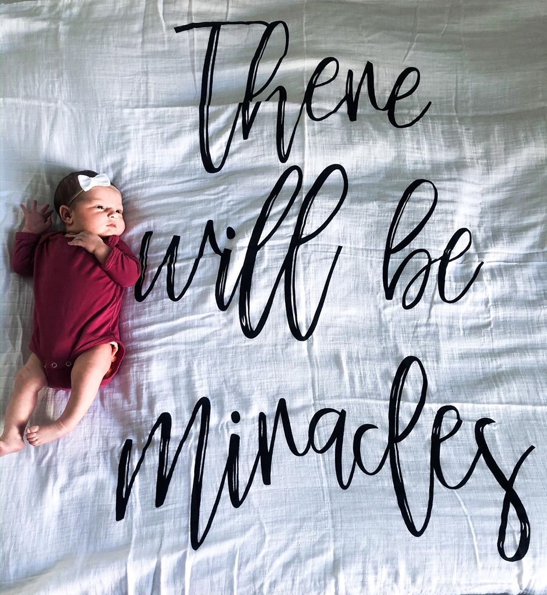 There Will Be Miracles baby swaddle by Modern Burlap