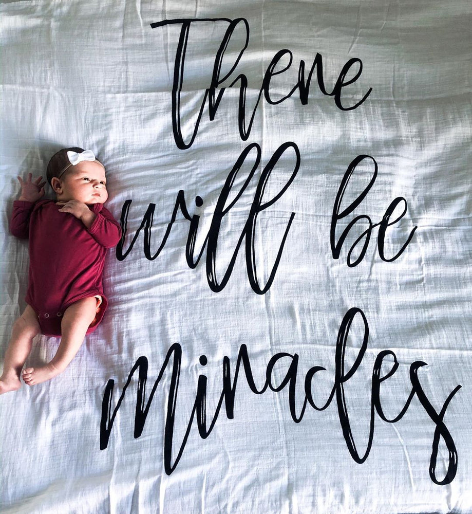 
                  
                    Load image into Gallery viewer, Organic Swaddle + Wall Art -  There will be miracles
                  
                