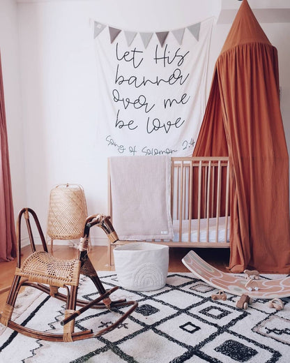 Song of Solomon 2:4 Scripture Swaddle + Wall Art | GOTS Certified Organic Cotton Muslin