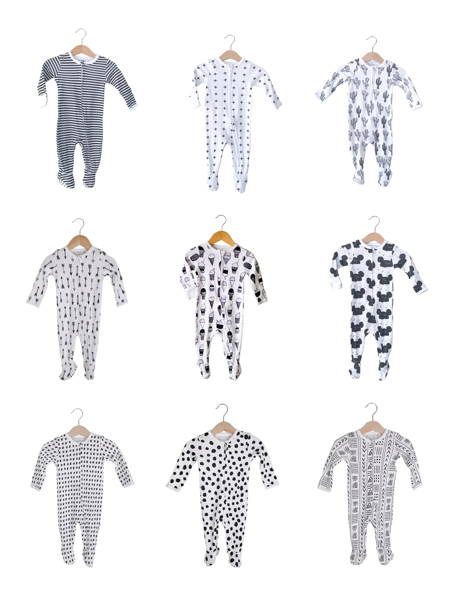Signature print organic Zip Footie by Modern Burlap