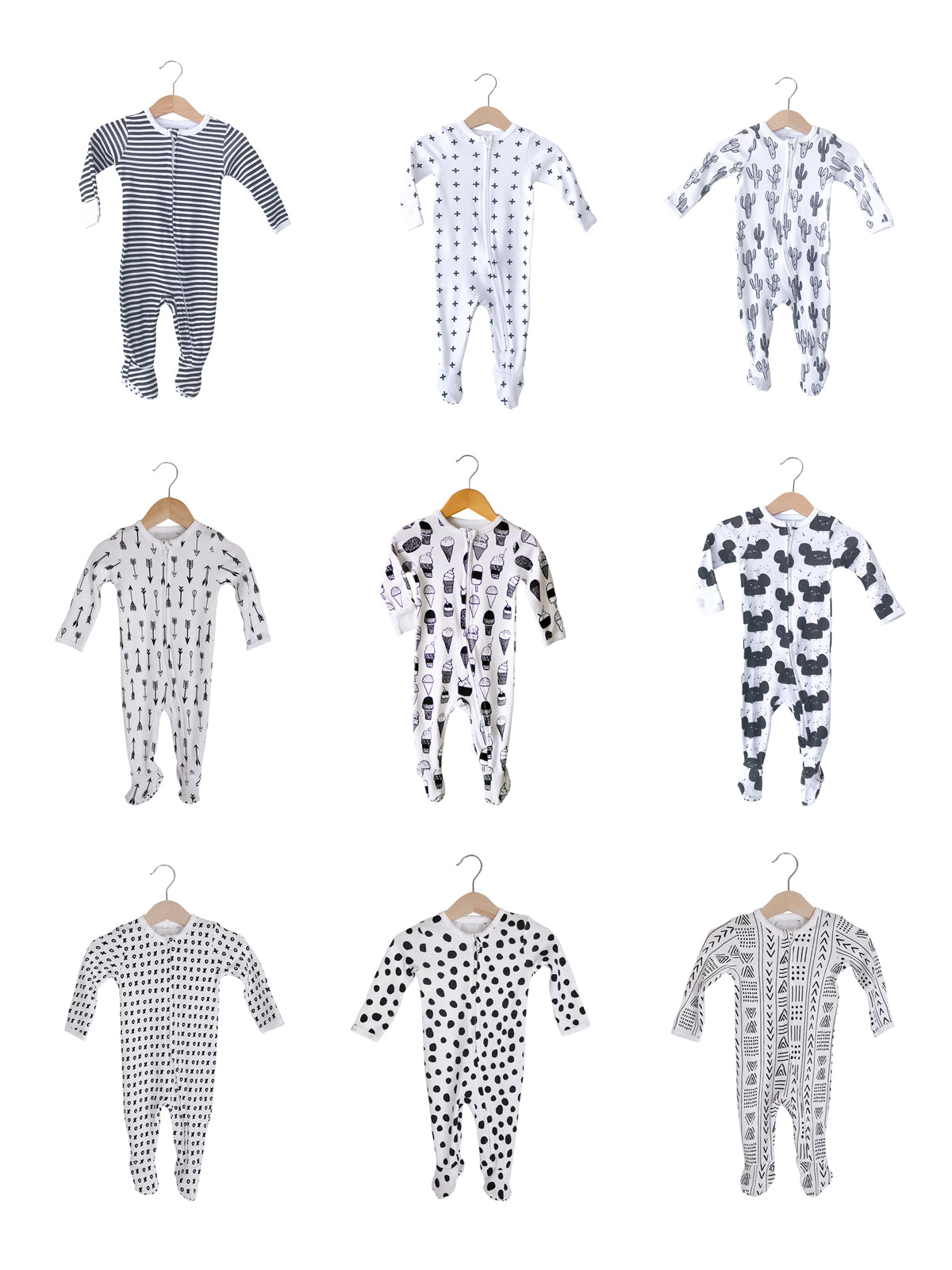 Signature print organic Zip Footie by Modern Burlap