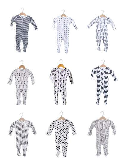Signature print organic Zip Footie by Modern Burlap