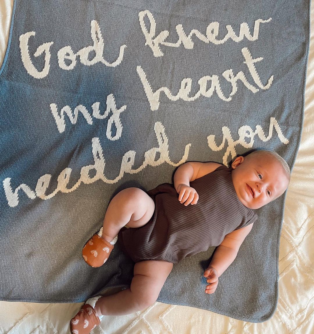 Made in the USA | Recycled Cotton Blend  God knew my heart needed you Throw Blanket