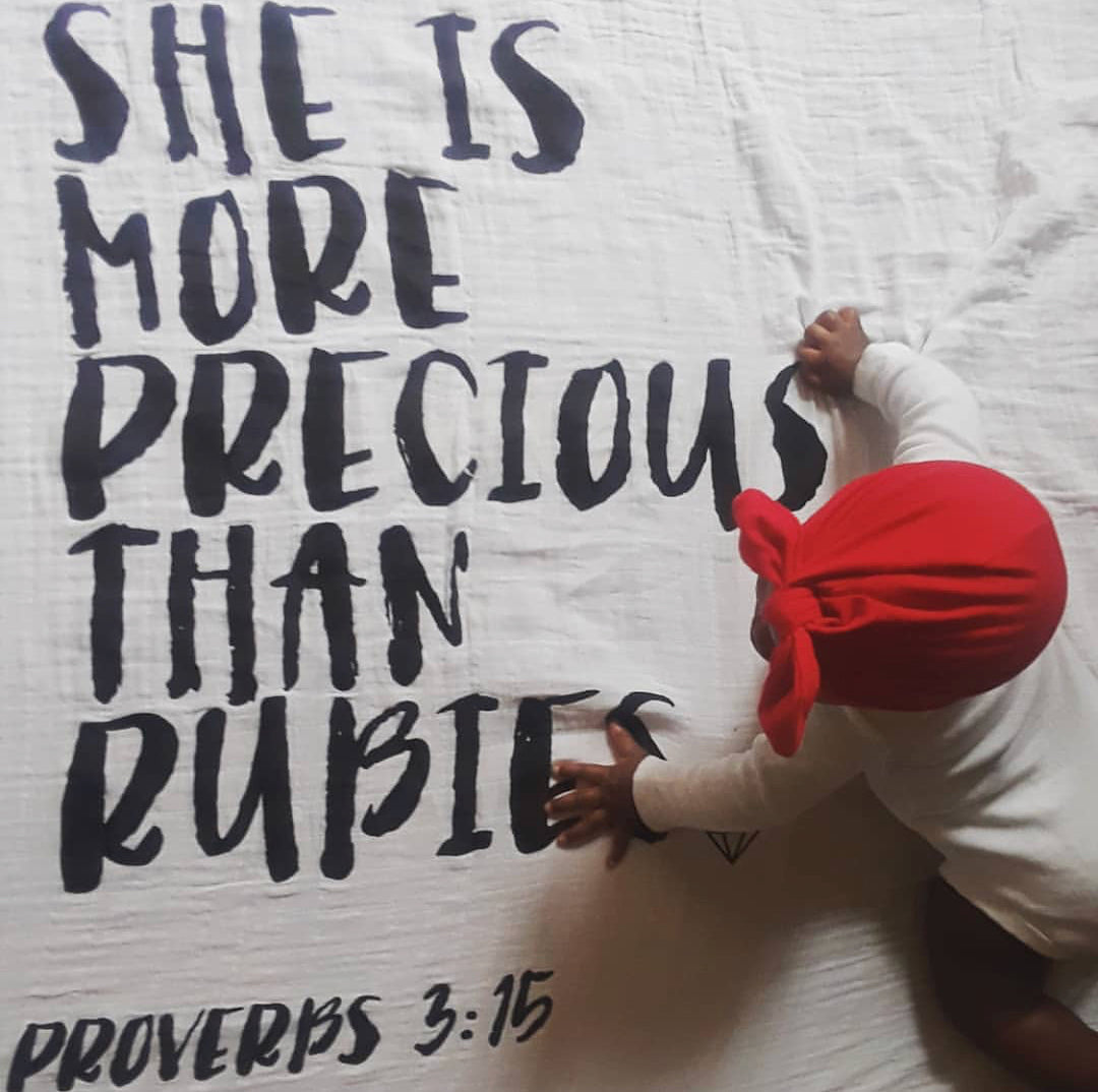 Proverbs 3:15 Scripture swaddle and wall art by Modern Burlap