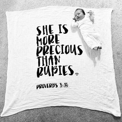 Proverbs 3:15 Scripture swaddle and wall art by Modern Burlap