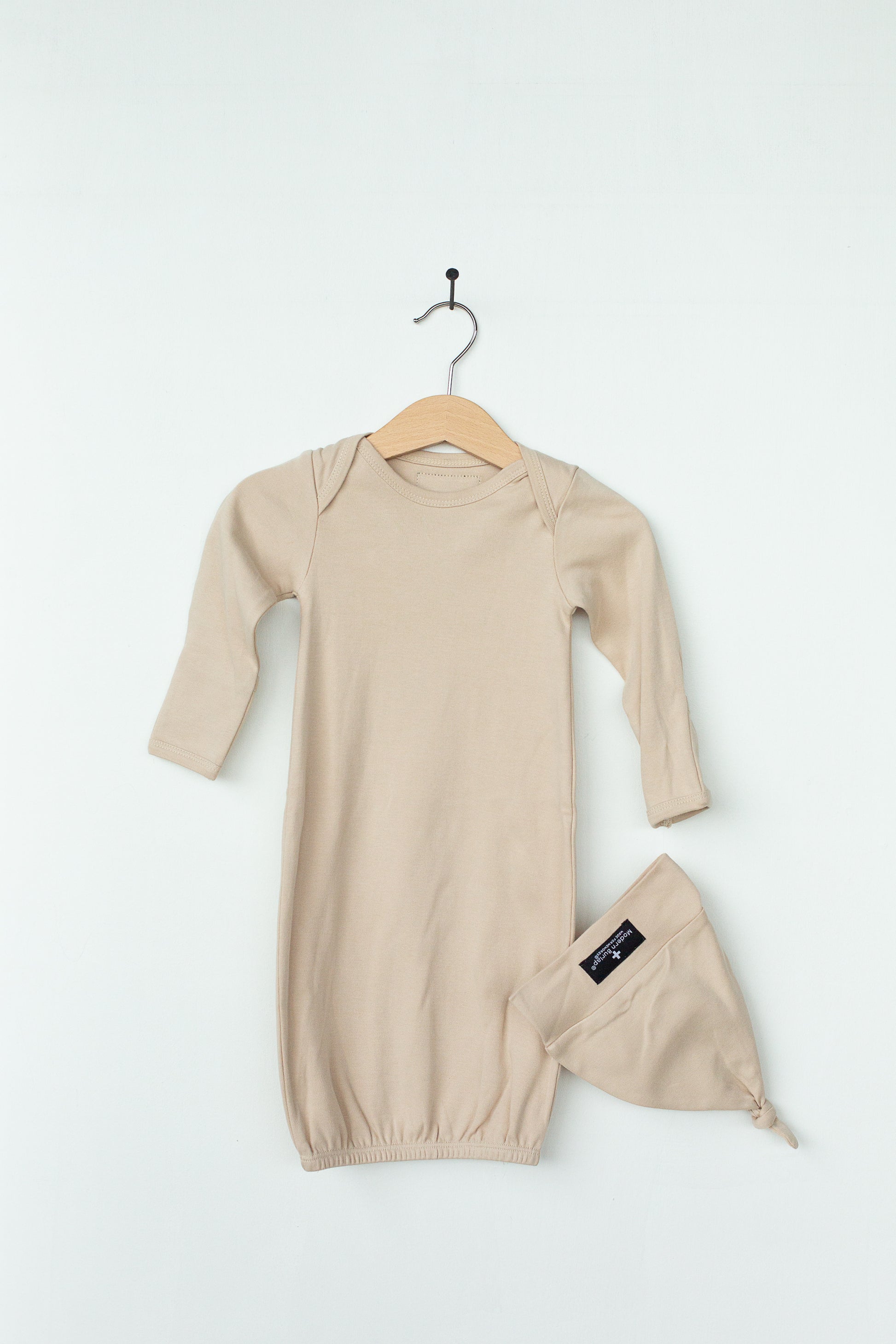 Shifting Sand organic knot hat and gown set by Modern Burlap