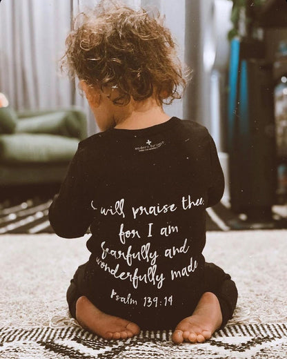 Psalm 139:14 organic Button Coverall by Modern Burlap