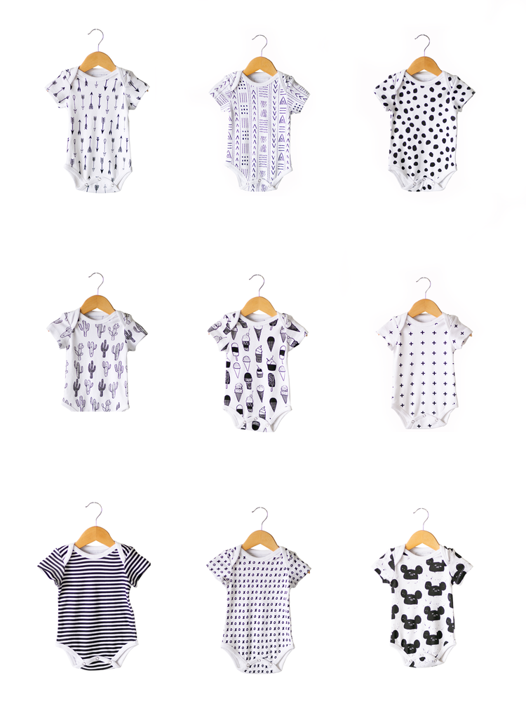 Organic Short Sleeve Bodysuit -  Prints